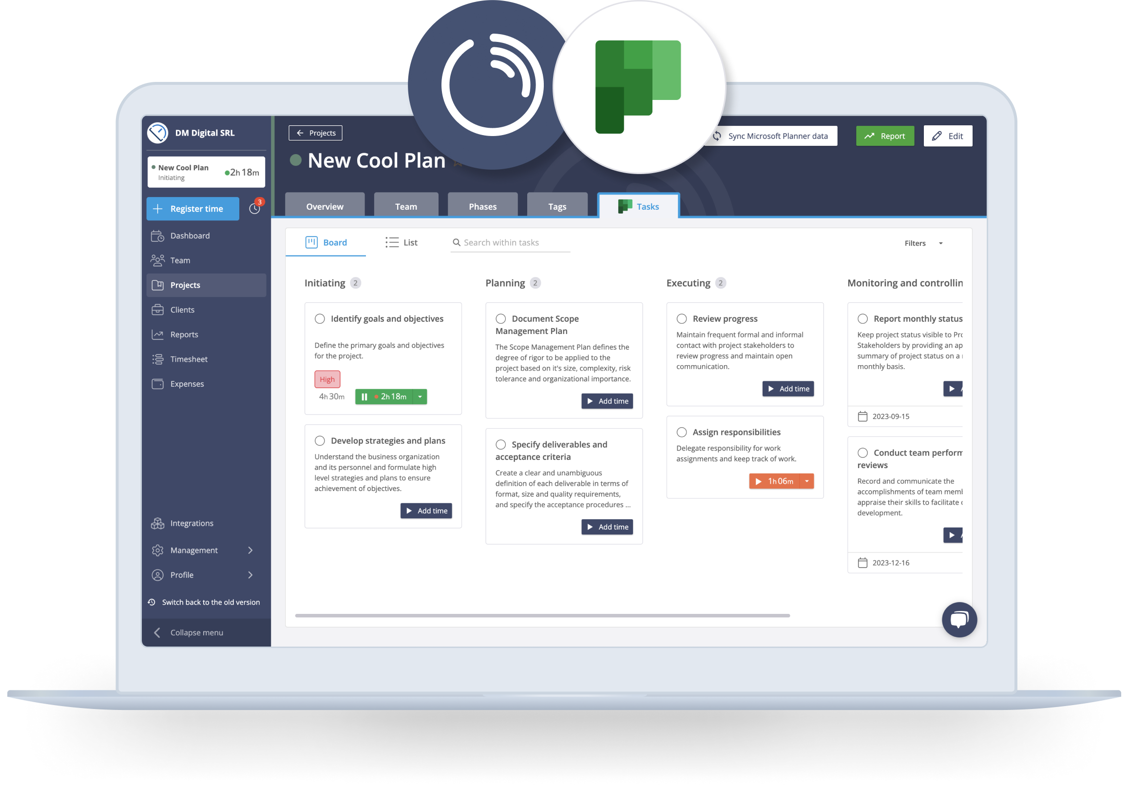 Time tracking for Microsoft Planner by Timeneye